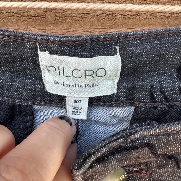 Anthropologie Pilcro Flare Wide Leg Floral Velvet Jeans 30T - Picture 6 of 11